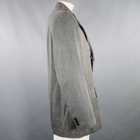 YOHJI YAMAMOTO Size L Grey Black Stripe Silk Blend Jacket