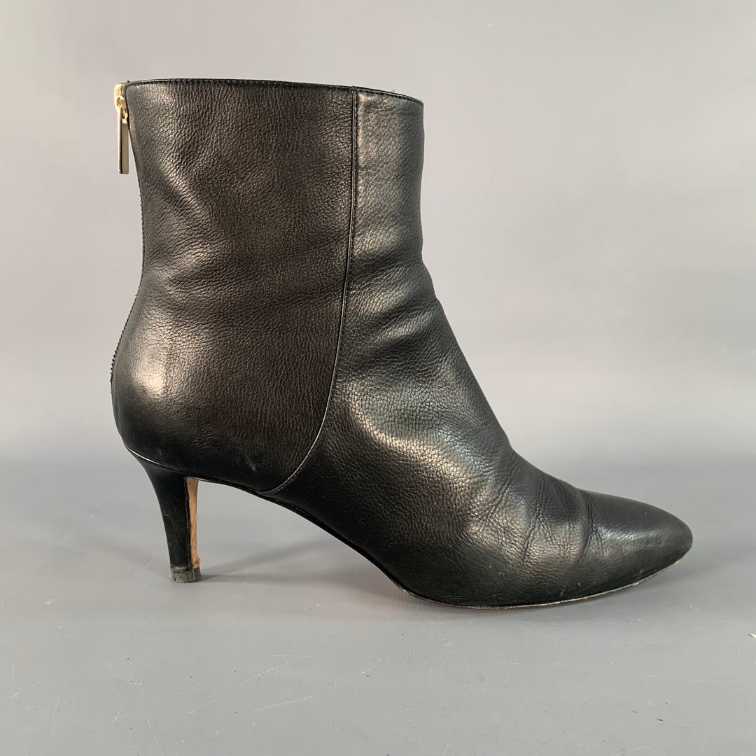 JIMMY CHOO Size 8 Black Leather Pebble Grain Back Zip Boots