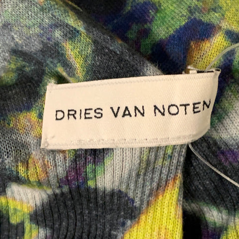DRIES VAN NOTEN Multi Color Abstract Jersey Rib Knit Scarf