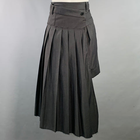 EXPERIMENT PERIOD Size 0 Grey Polyester Blend Pleated Asymmetrical Skirt