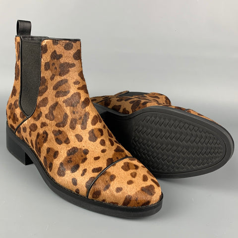 COLE HAAN Talla 10 Botas Chelsea Mara con estampado animal beige y marrón