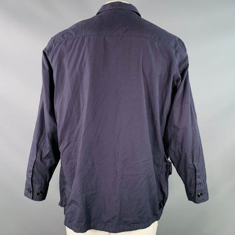 MONITALY Size XL Navy Blue Orange Cotton Buttoned Pockets Coat