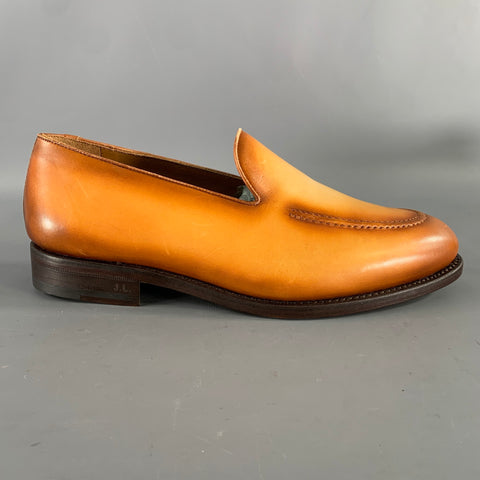 KLEIN EPSTEIN & PARKER Size 9 Brown Tan Distressed Patent Leather Loafers
