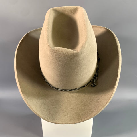 STETSON Size 7.5 Beige Woven Trim Cowboy hat