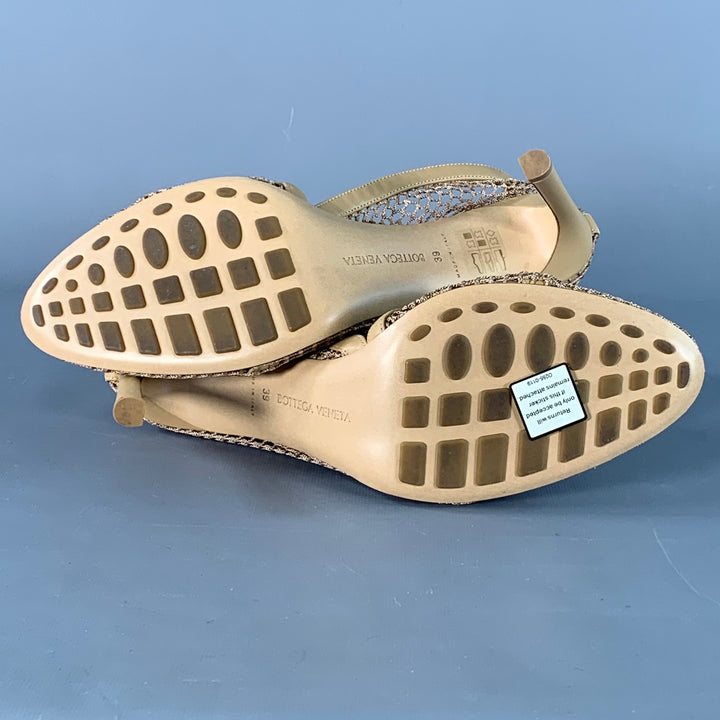 BOTTEGA VENETA Size 9 Tan Lambskin Leather Mesh Stiletto Heels Pumps