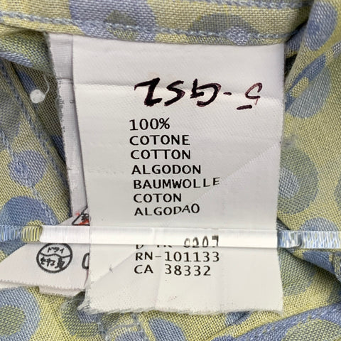 ERMENEGILDO ZEGNA Size L Blue Yellow Dots Cotton One Pocket Long Sleeve Shirt
