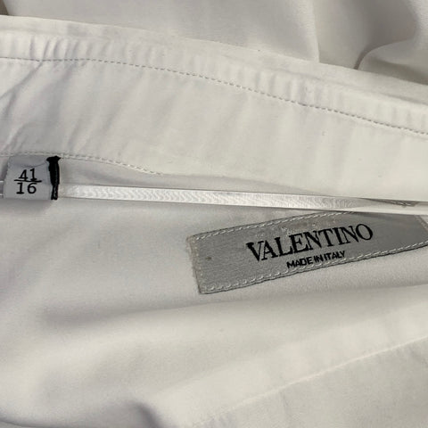 VALENTINO Size M White Cotton Hidden Buttons Long Sleeve Shirt
