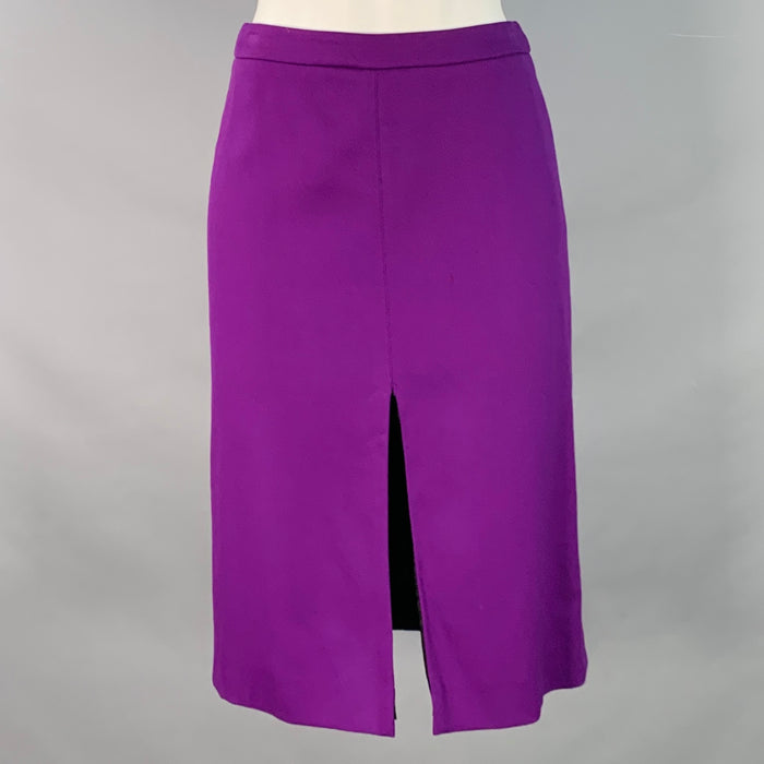 V2 by VERSACE Size 6 Purple Wool Blend Pencil Knee Length Skirt