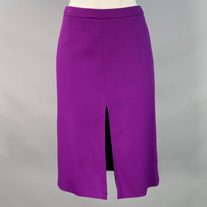 V2 by VERSACE Size 6 Purple Wool Blend Pencil Knee Length Skirt
