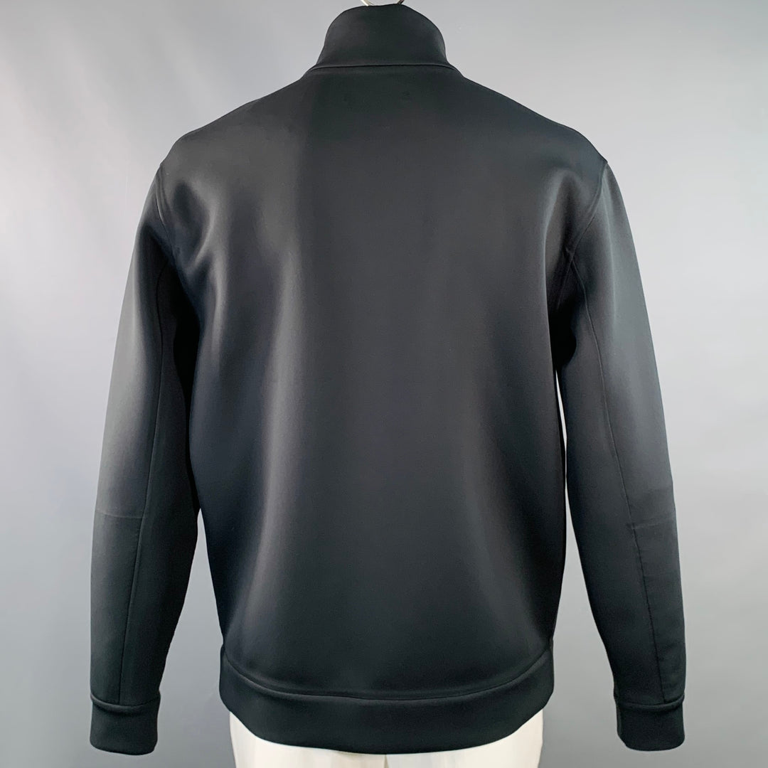 PRADA Size XXXL Black Red Logo Polyester Blend Technical Jersey Zip Up Jacket