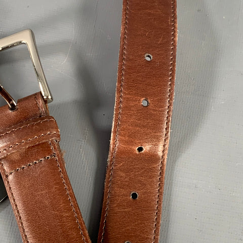 VINTAGE Size 34 Brown Leather Belt