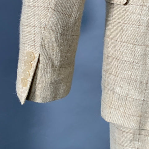 POLO by RALPH LAUREN Size 38 Regular Brown Beige Window Pane Suit
