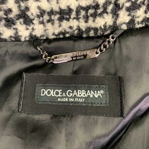 DOLCE & GABBANA Size 44 Black White Plaid Wool Blend Oversized Coat