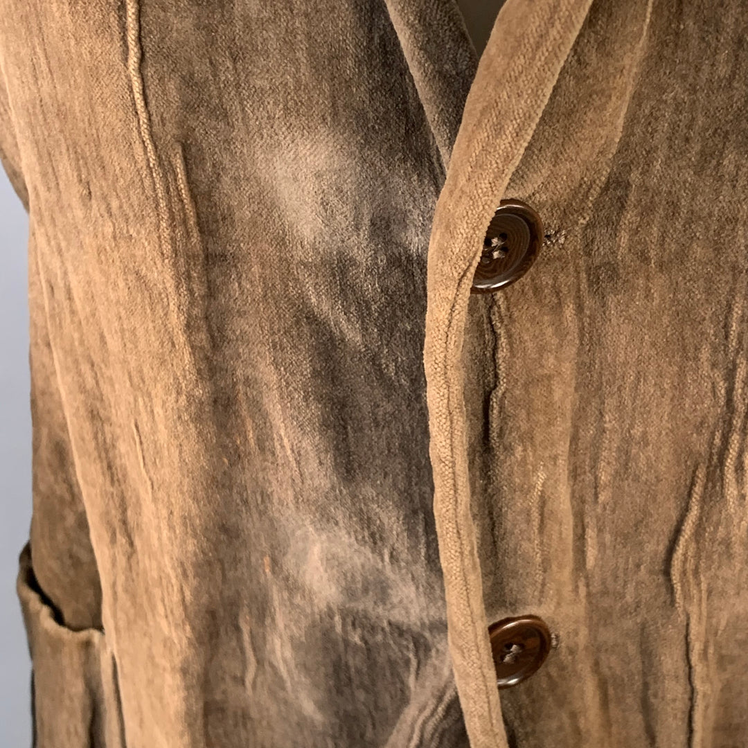 CoSTUME NATIONAL Size 38 Brown Textured Cotton Metal Blend Velvet Notch Lapel Jacket