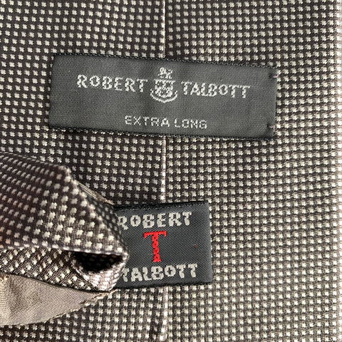ROBERT TALBOTT Grey White Polka Dot Silk Tie