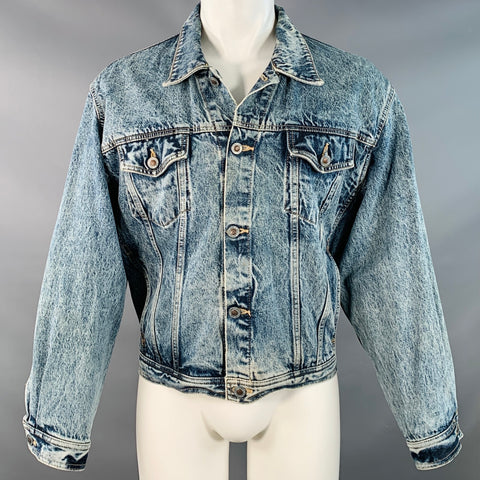 EDWIN Vintage Size M Clubman Blue Twill Cotton Acid Washed Jacket