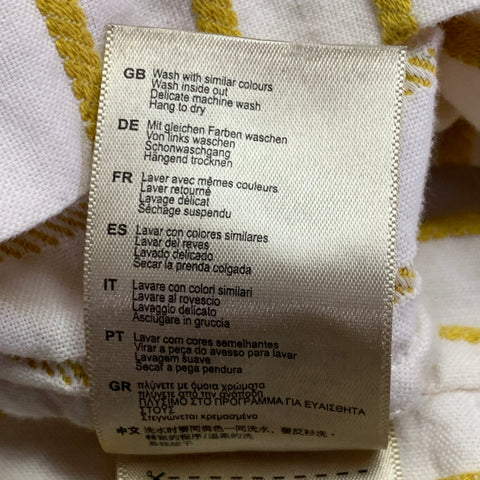 SCOTCH AND SODA Size M Yellow Cream Stripe Cotton Linen Relaxed Short Sleeve Shirt