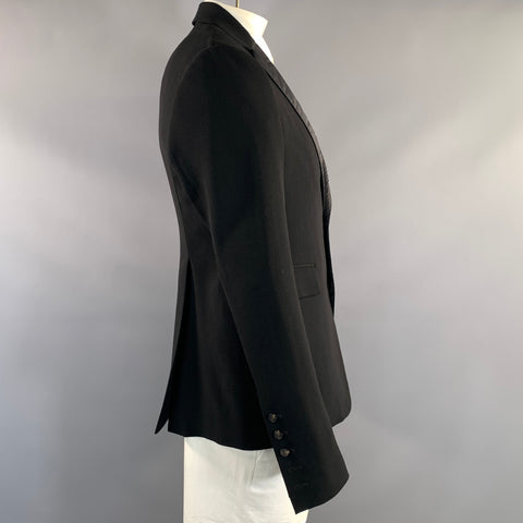 RICK OWENS FW2018 Chest Size 44 Black Wool Notch Lapel Sport Coat