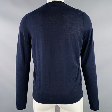 PAUL SMITH Size M Navy Knit Merino Wool V-Neck Pullover