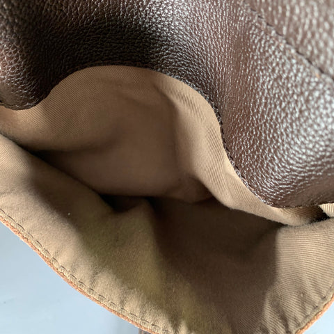 CHLOE Marcie Brown Gold Pebble Grain Leather Handbag