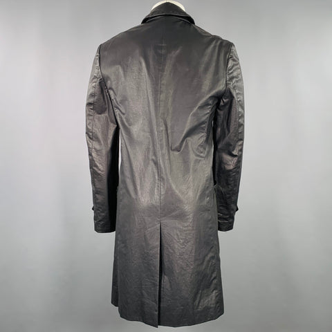 MIGUEL ANTOINNE Size M Black Mixed Fabrics Zip Up Snaps Coat