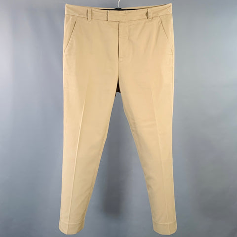 3.1 PHILLIP LIM Size 32 Tan Twill Polyester Cotton Flat Front Tapered Casual Pants
