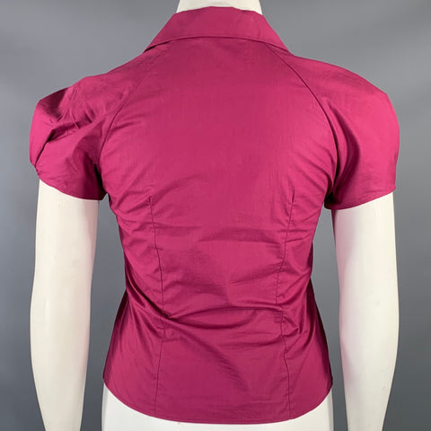 VELITA Size L Pink Fuchsia Hidden Buttons Blouse