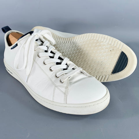 PS by PAUL SMITH Size 11 Miyata White Navy Leather Low Top Sneakers