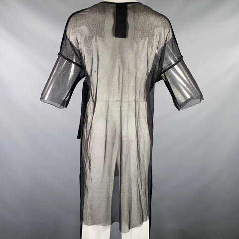 STUDIO B3 Size L Black Mesh Cotton Long T-shirt