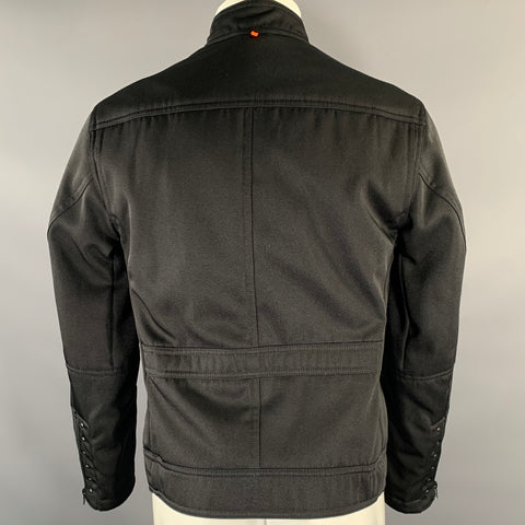 HUGO BOSS Size 38 Black Polyester Zip Up Jacket