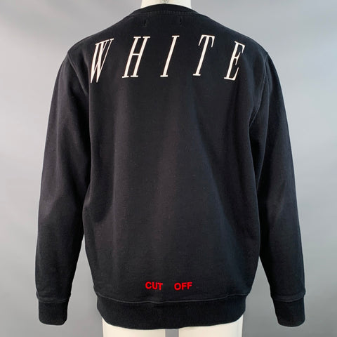 OFF-WHITE Size M Downtown Black White Graphic Cotton Crew Neck Sweatshirt