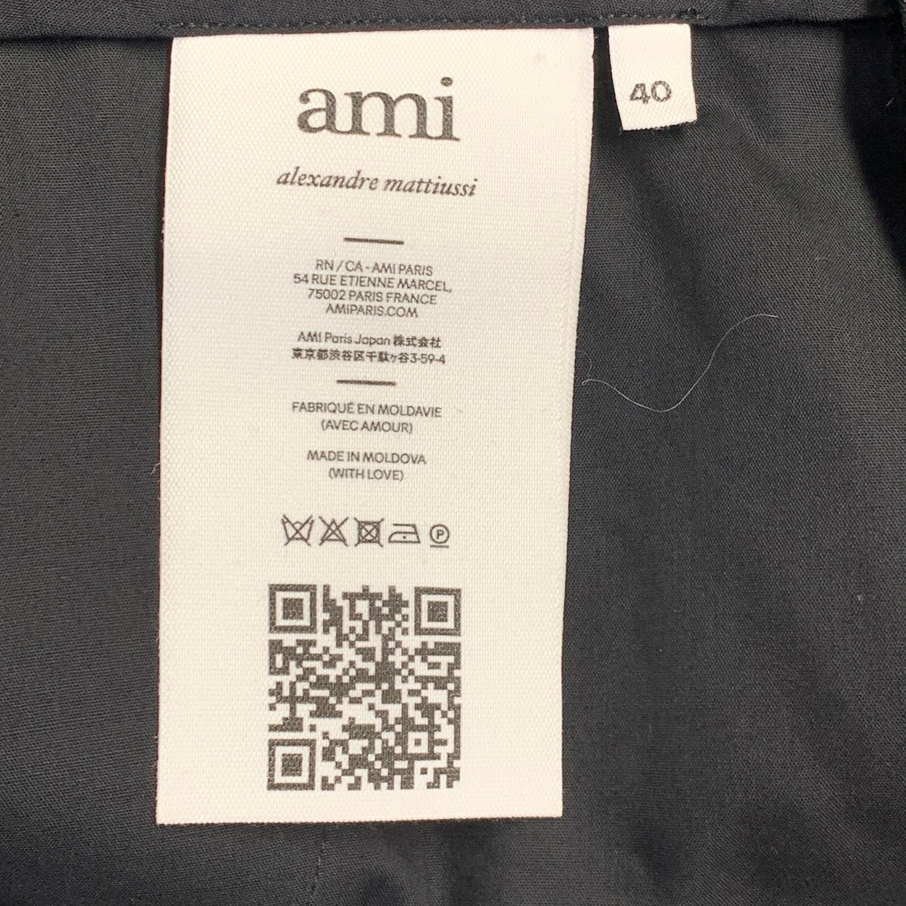 【送料&関税込】Ami Alexandre Mattiussi Sand Stretch Mohair AMI by ALEXANDRE MATTIUSSI Size 34 Black Mohair Virgin Wool