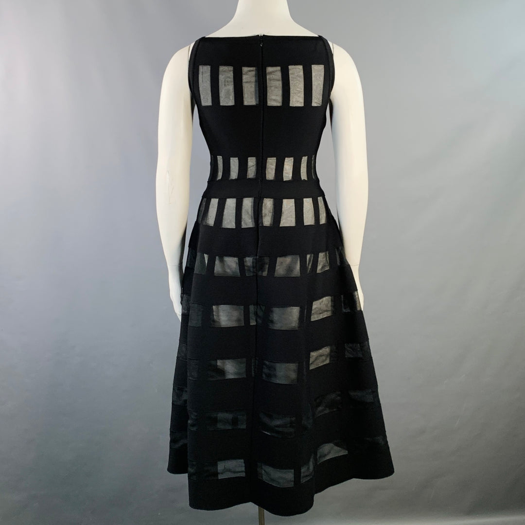 ALAIA Size L Black Viscose Blend Cut Out Sleeveless Midi Dress
