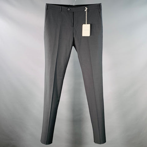 VALENTINO Size 34 Grey Charcoal Wool Mohair Tapered Flat Front Dress Pants