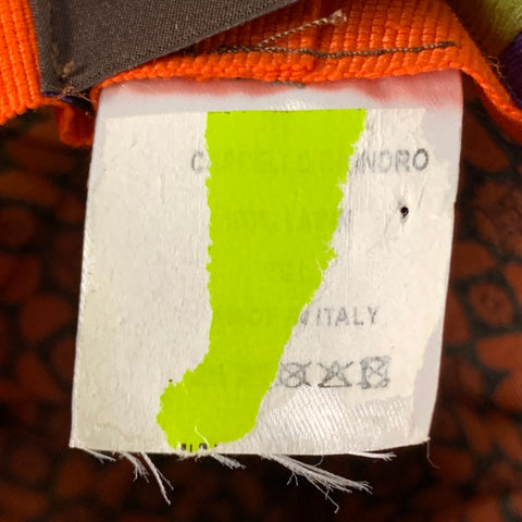 ETRO Size L Orange Applique Feather Felt Top Hat