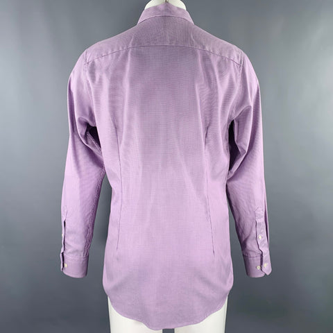 ETON Size M Purple White Houndstooth Cotton Long Sleeve Shirt