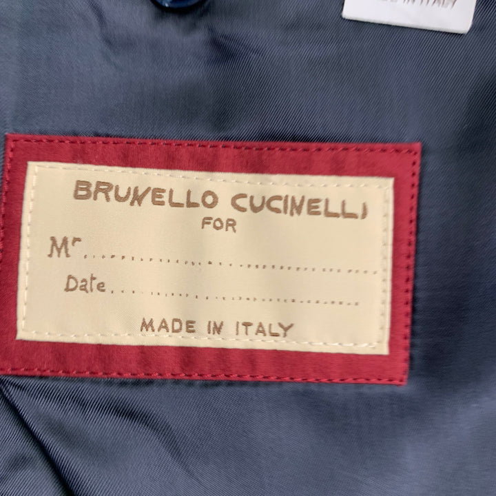 BRUNELLO CUCINELLI Size 44 Navy Blue Two Toned Virgin Wool Silk Tuxedo