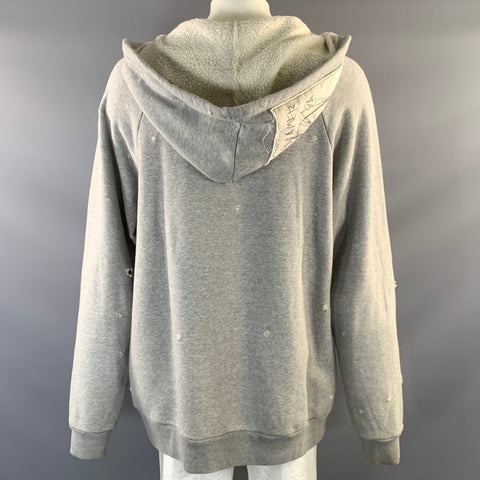 ENFANTS RICHES DEPRIMES ERD XL Grey Patch Cotton Hooded Sweatshirt