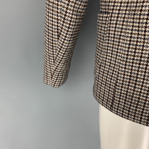 OFFICINE GENERALE Taille 38 Manteau de sport en laine à carreaux gris marron marine