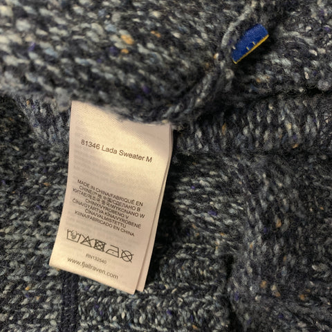 FJALLRAVEN Size L Navy Blue Knit Wool Polyamide Henley Sweater