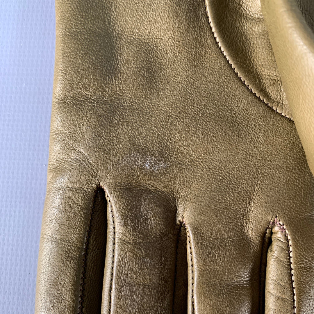 J.CREW Size S Green Olive Leather Cashmere Lined Gloves