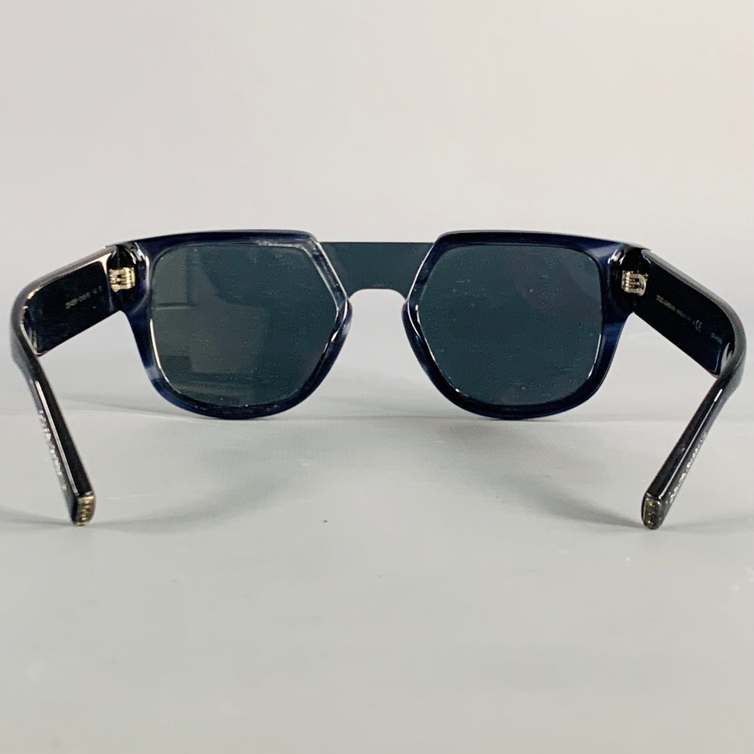 DOLCE & GABBANA Navy Marbled Acetate Square Sunglasses