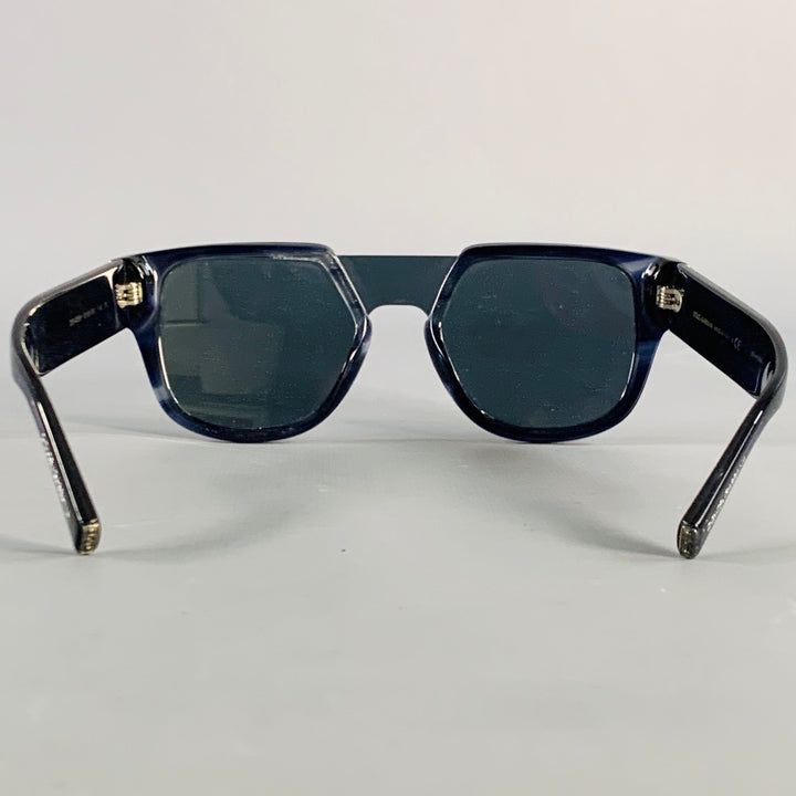 DOLCE & GABBANA Navy Marbled Acetate Square Sunglasses