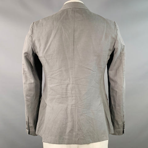 DOLCE & GABBANA Size 42 Grey Cotton Linen Notch Lapel Sport Coat