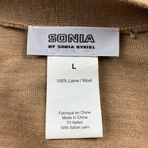 SONIA RYKIEL Taille L Cardigan en laine tricoté color block noir / beige