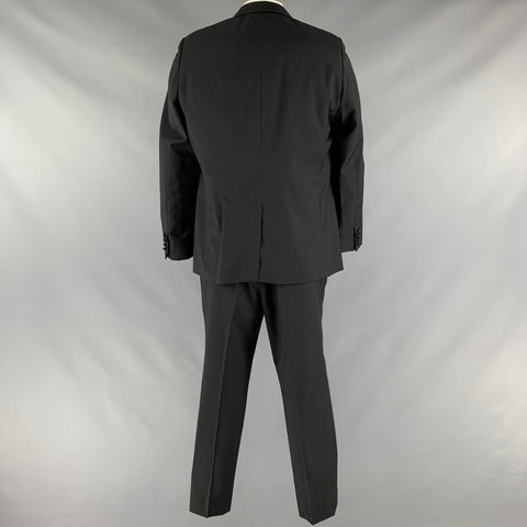 LANVIN Taille 46 Noir Solide Laine Mohair Peak Revers Smoking