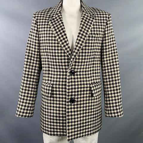 AMI by ALEXANDRE MATTIUSSI Size 48 Black Cream Wool Houndstooth Jacket