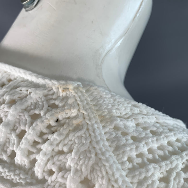 COMME des GARCONS 2022 Size S White Textured Knit Polyester Crew Neck Sweater
