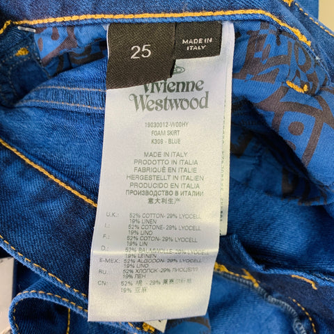 VIVIENNE WESTWOOD Size 25 Blue Denim Dyed Mini Skirt