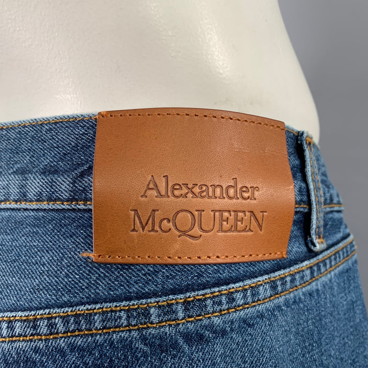 ALEXANDER MCQUEEN Size 36 Indigo Contrast Stitch Denim Button Fly Jeans